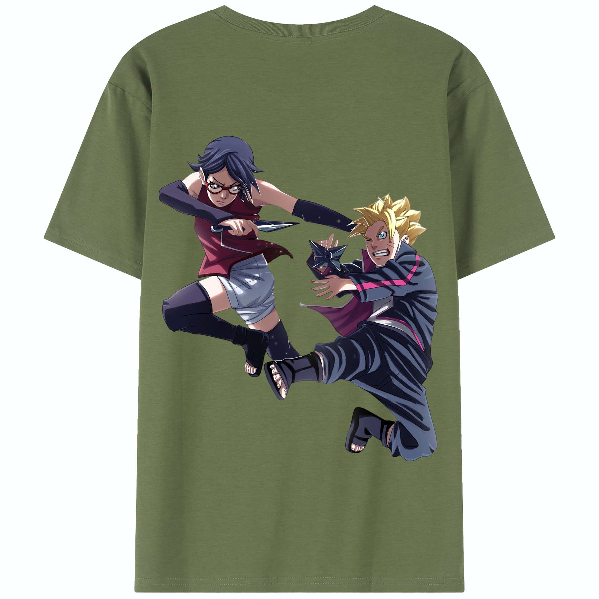 （画像用） NARUTO -ナルト- うちは サラダ Uchiha Sarada 綿100％半袖Tシャツ（背面プリント）